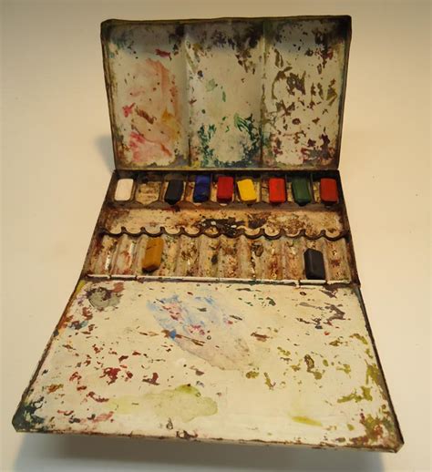 enamelled metal paint boxes|Empty Metal Watercolor Box With Fold.